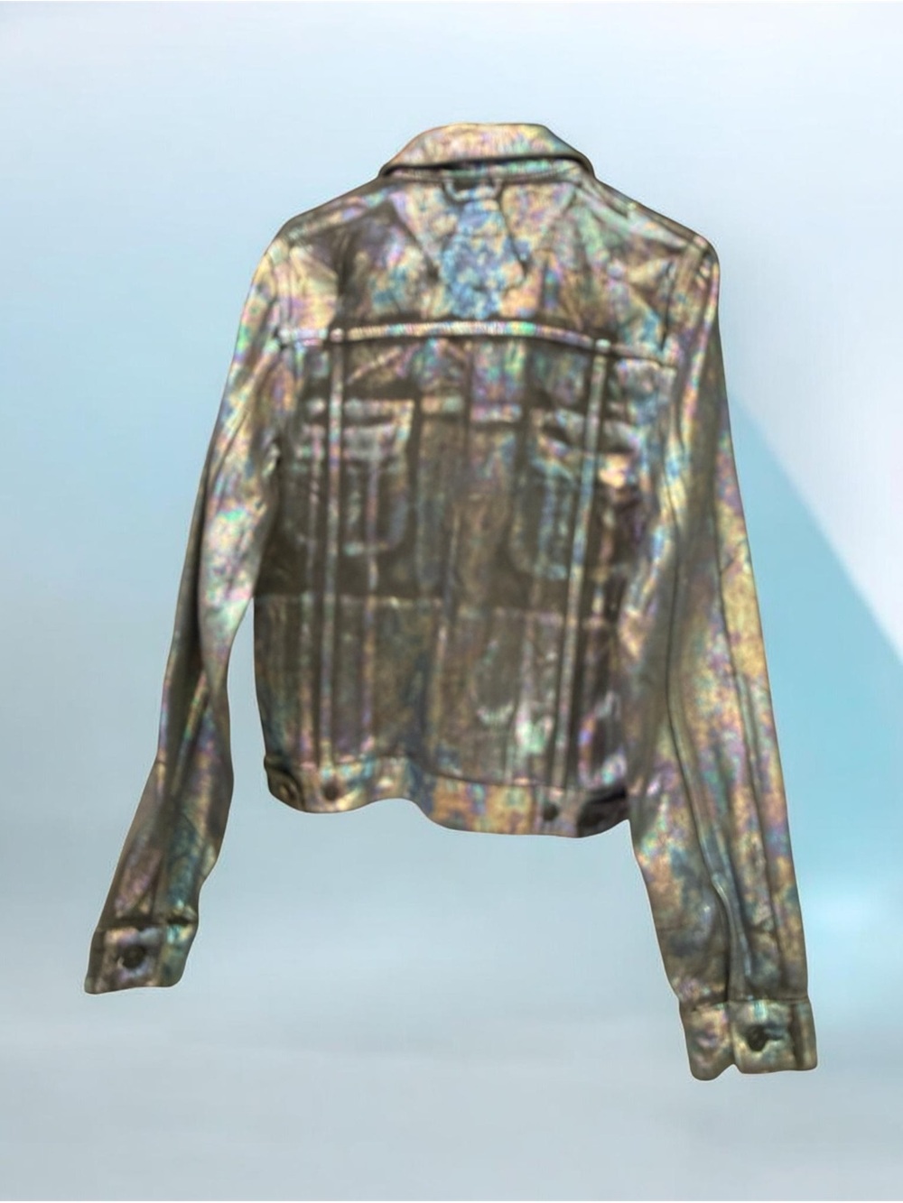 ASOS Holographic Metallic Oil Slick Trucker Jacket - Iridescent - Picture 2 of 10